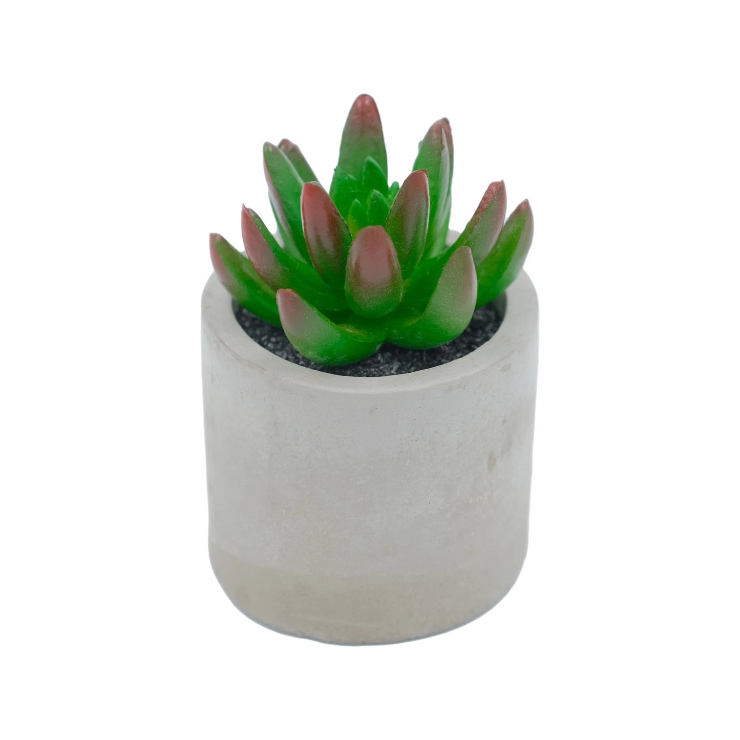 UN-REAL 13cm Green Artificial Succulent in Concrete Pot - Realistic, Low Maintenance Decor