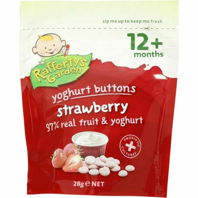 Rafferty's Garden Strawberry Yoghurt Buttons 28g, Pack of 6 - Healthy Snack Option