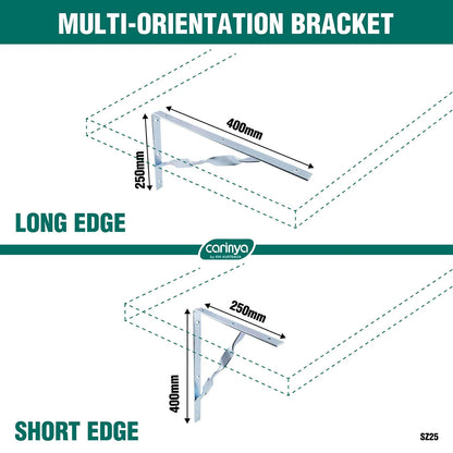 Carinya Heavy Duty 400x250mm Zinc Plated Twisted Stay Bracket 300kg Load Capacity