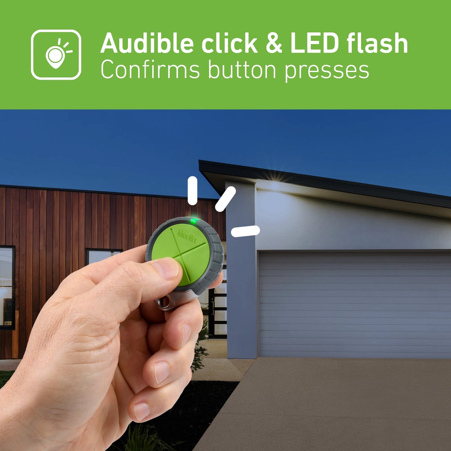 Merlin Water Resistant 4-Button Garage Door Remote, IP65, Universal Compatibility