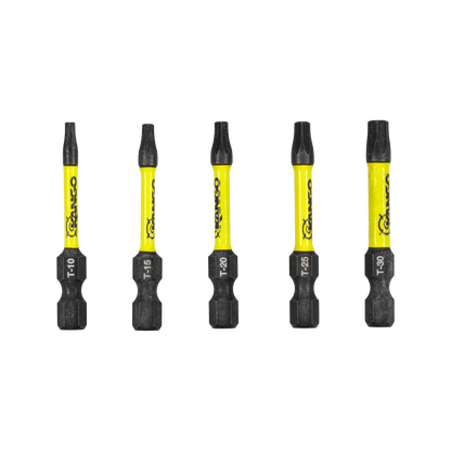Kango 50mm HYPERTORQUE Torx Impact Driver Bit Set, 5-Pack, Magnetised Tips, High Torque