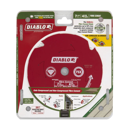 Diablo PCD Fibre Cement Saw Blade 184mm 4T - Long Life, Dust Reduction