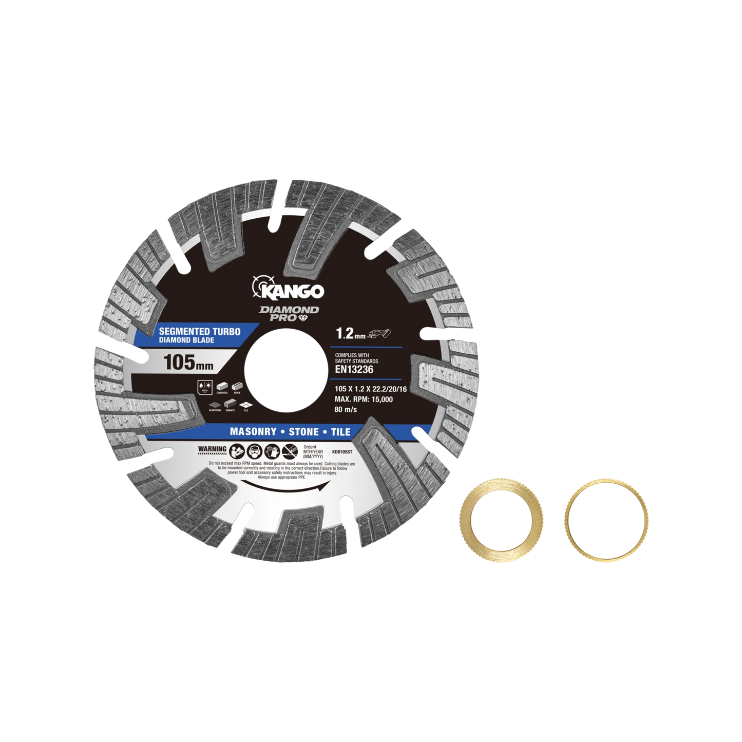 Kango 105mm Segmented Turbo Diamond Saw Blade - Durable, Fast Cuts, Versatile for Hard Materials