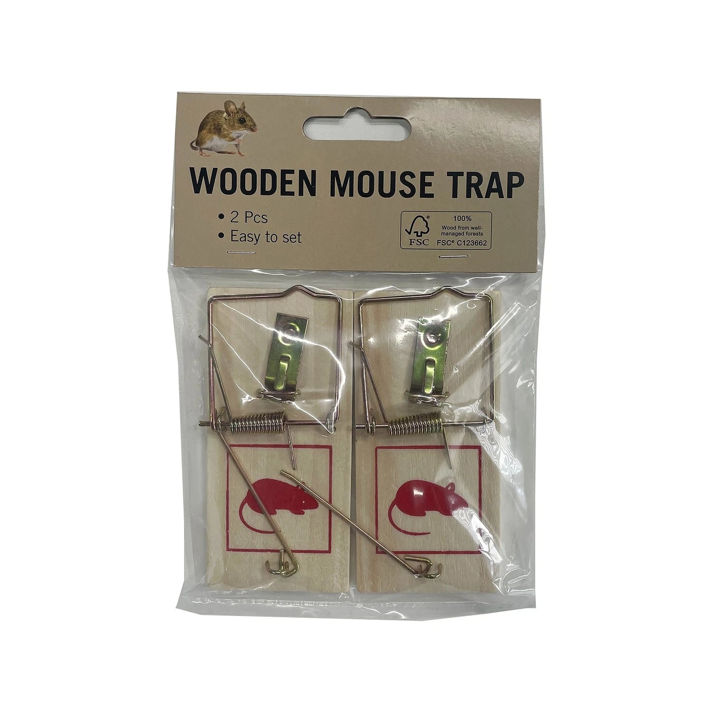 Wooden Mouse Trap 2-Pack - Traditional Timber, Easy Setup, Indoor/Outdoor Use