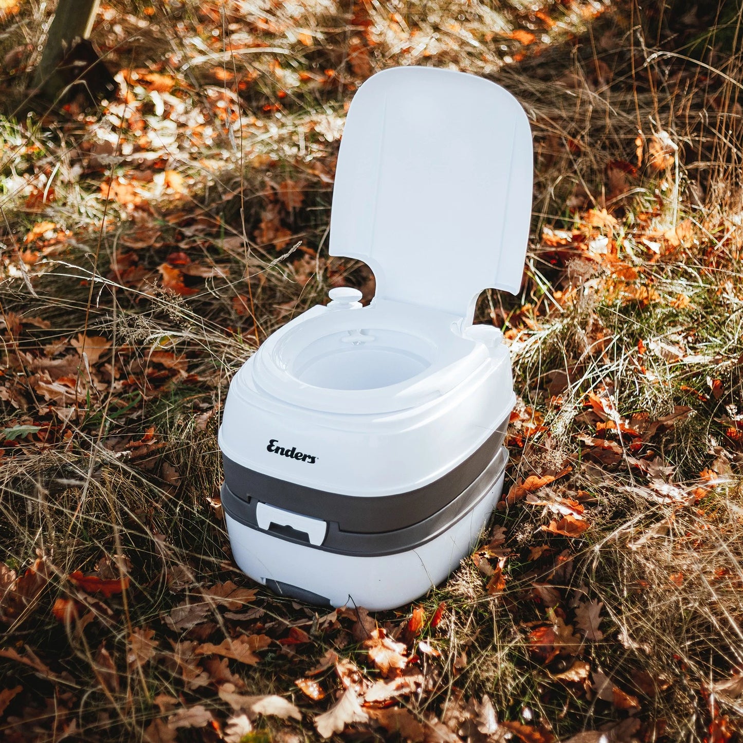 Enders Deluxe Camping Toilet, 35cm Seat, 15L Flush, 17L Waste, Portable with Roller
