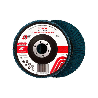 Josco 125mm Zirconia 40 Grit Abrasive Flap Disc for Metal, Wood, Cast Iron