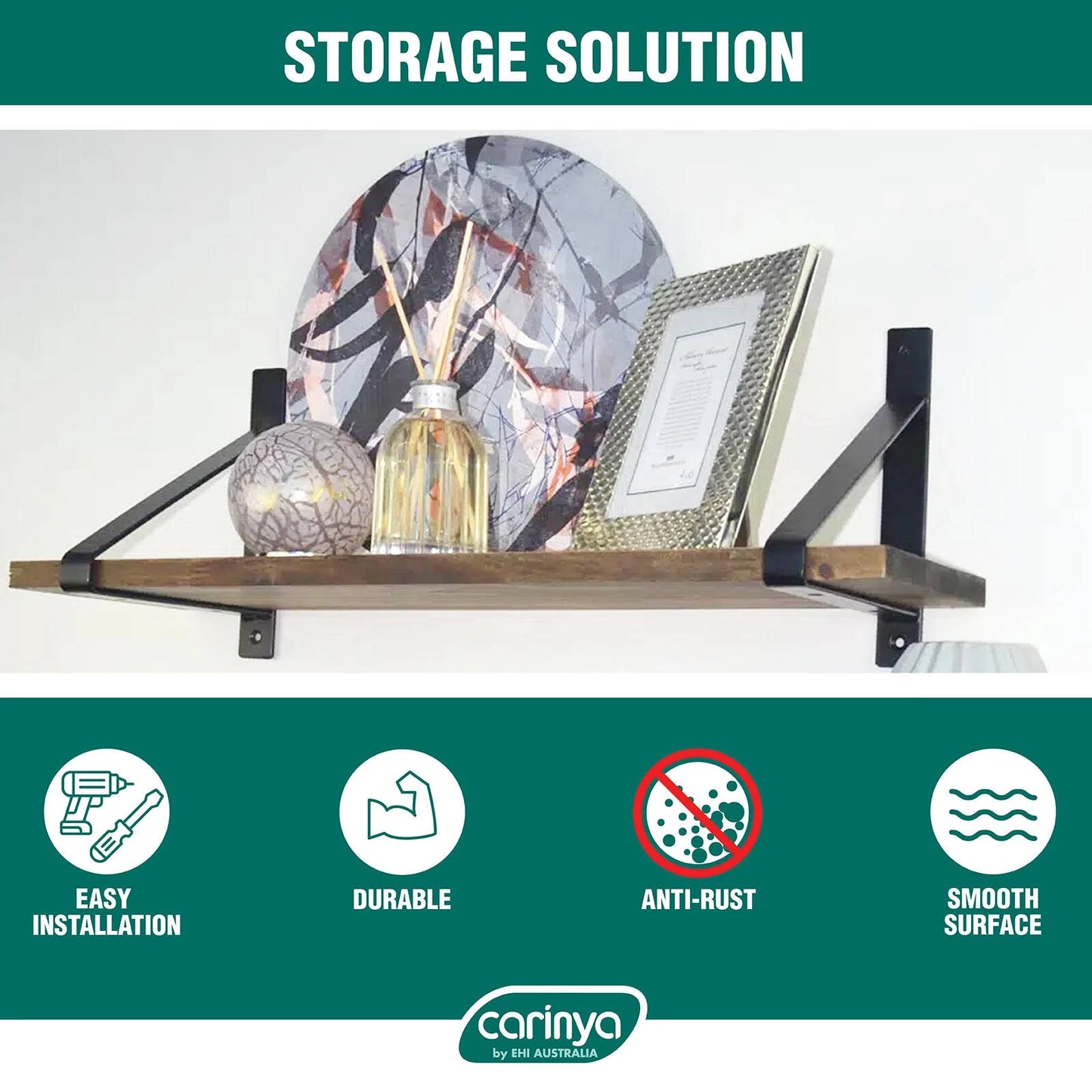 Carinya Black Exposed Triangle Stayed Bracket, 210x185mm, Powder-Coated Steel, 70kg Load