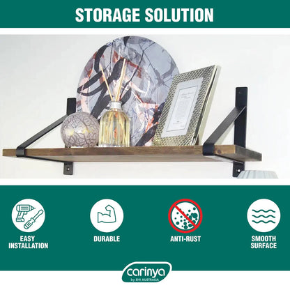 Carinya Black Exposed Triangle Stayed Bracket, 210x185mm, Powder-Coated Steel, 70kg Load