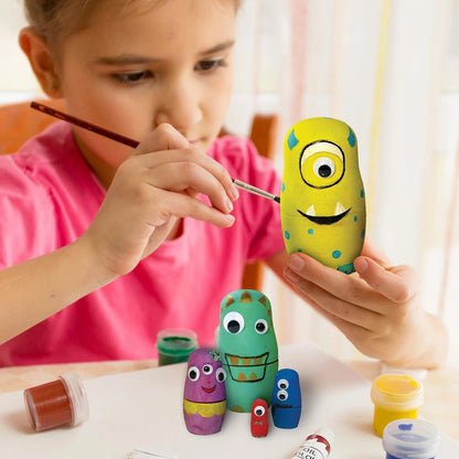 Boyle Nesting Dolls Craft Paint Kit - 5 Pack, Includes Paints & Brush, Durable Wood