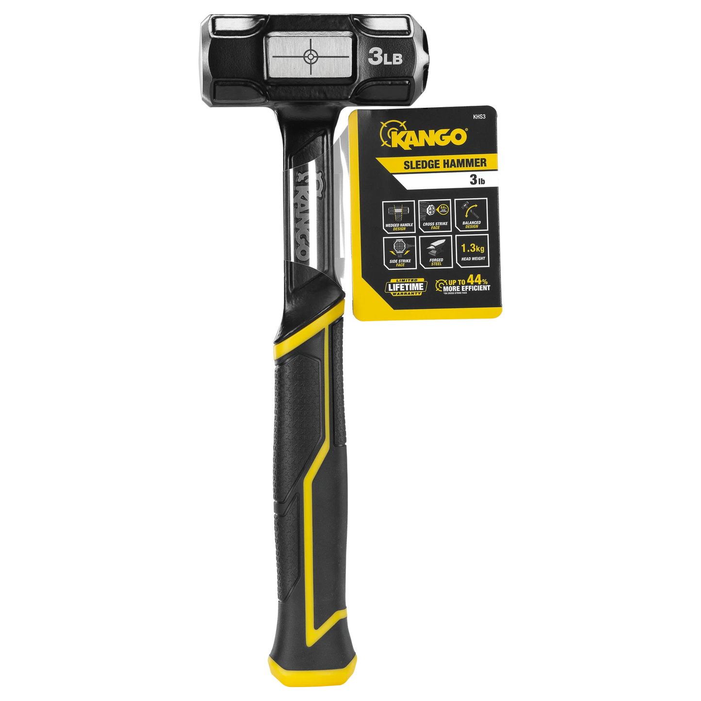 Kango 3lb Cross Strike Sledge Hammer - Durable, Precision, Dual Strike Faces