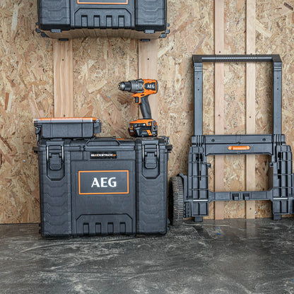 AEG Quickstack 2.0 Medium Toolbox, Stackable, Water & Dust Resistant, Lockable, Wheels