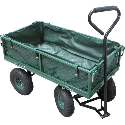 Saxon Steel Mesh Garden Cart, 250kg Capacity, Removable Sides, Pneumatic Tyres