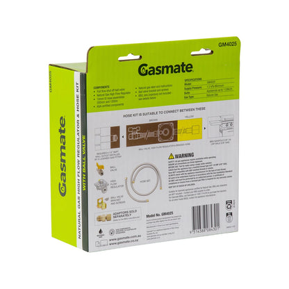 Gasmate Natural Gas Highflow Conversion Kit for 2-6 Burner BBQs, Includes Regulator & Hose