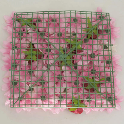 UN-REAL Dahlia & Rose Flower Hedge Tile 50x50cm, Realistic, Maintenance-Free Decor