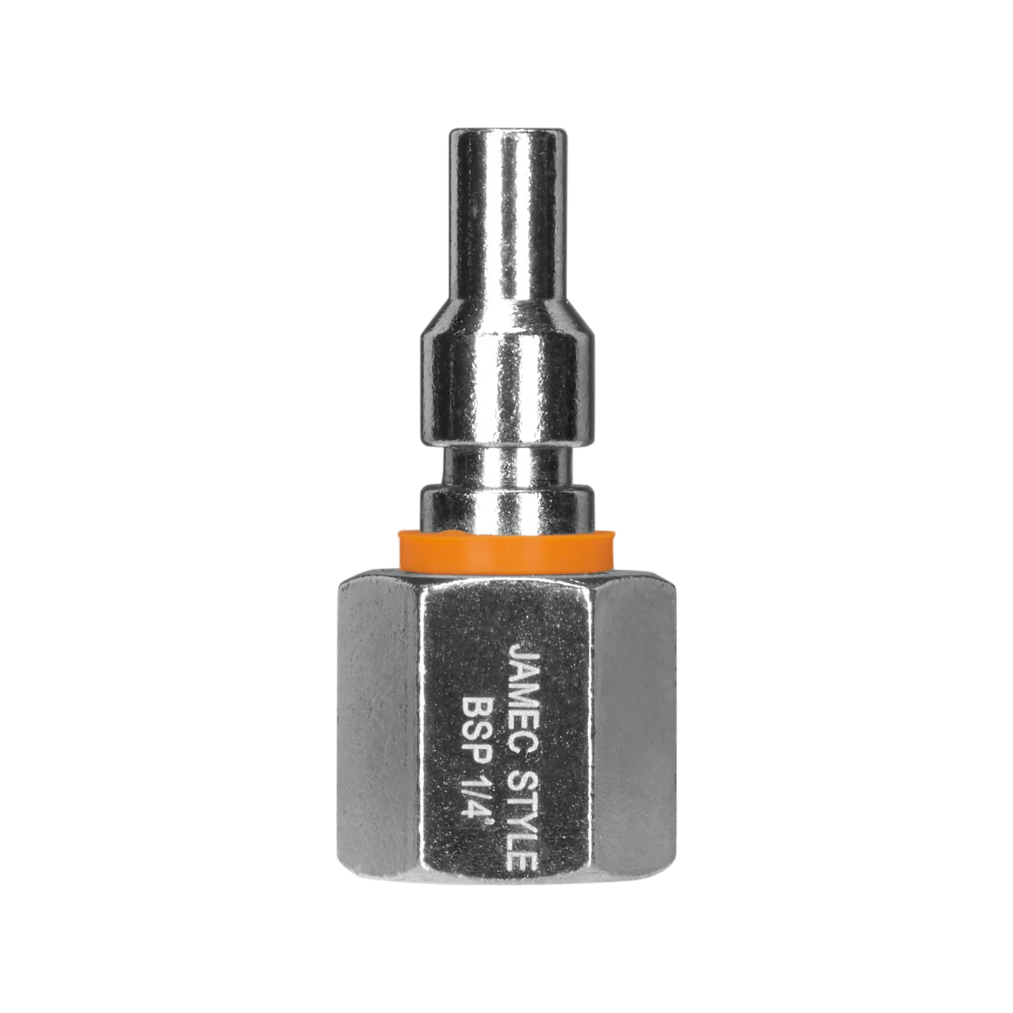 Powerfit Jamec Style 1/4" Female Plug, 150 PSI, Durable Steel, Orange Band