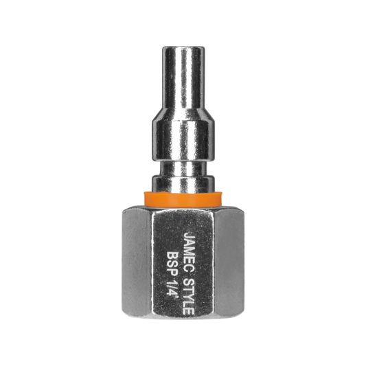 Powerfit Jamec Style 1/4" Female Plug, 150 PSI, Durable Steel, Orange Band