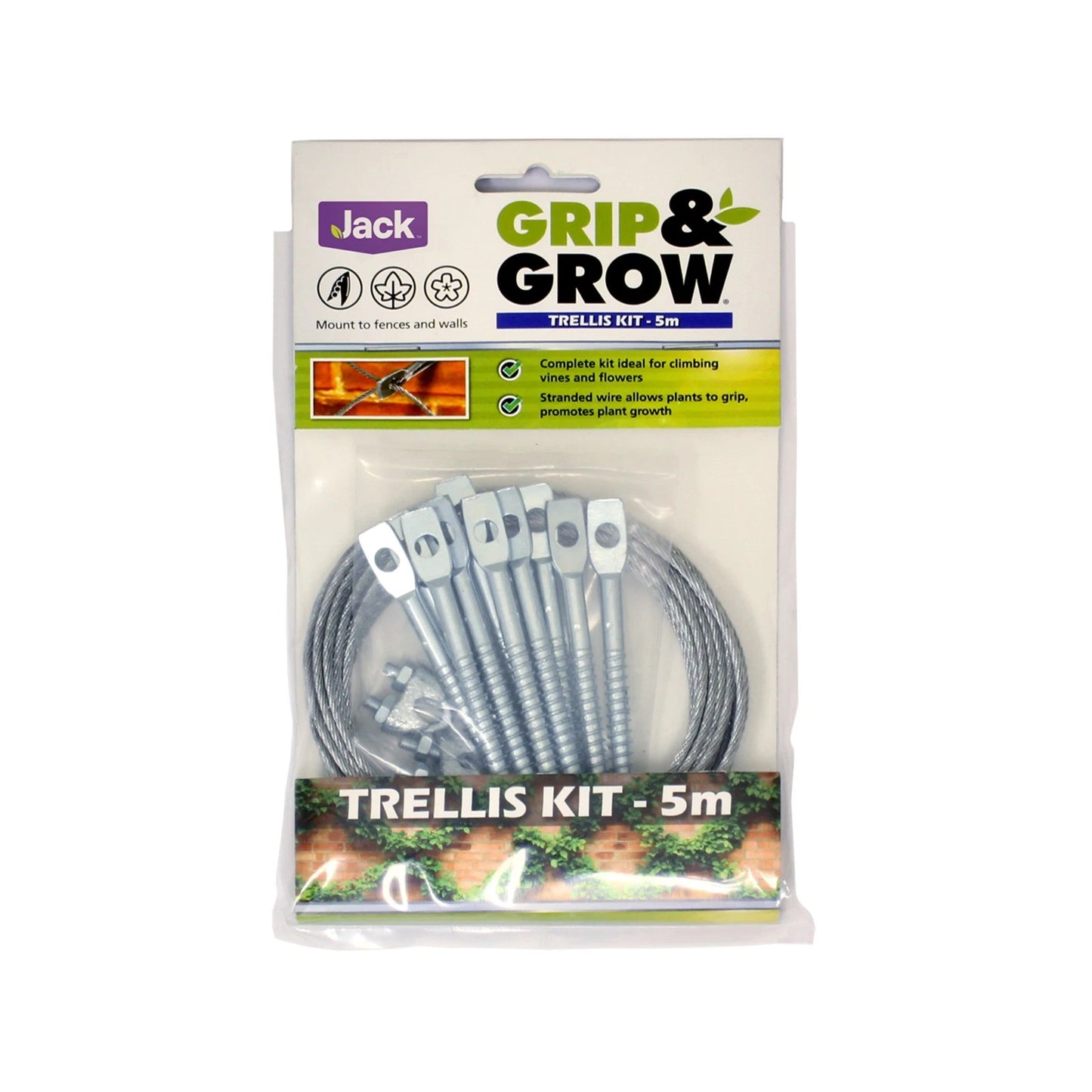 Jack 5m Grip And Grow Trellis Kit - Supports Climbing Plants, Easy Install, Custom Design