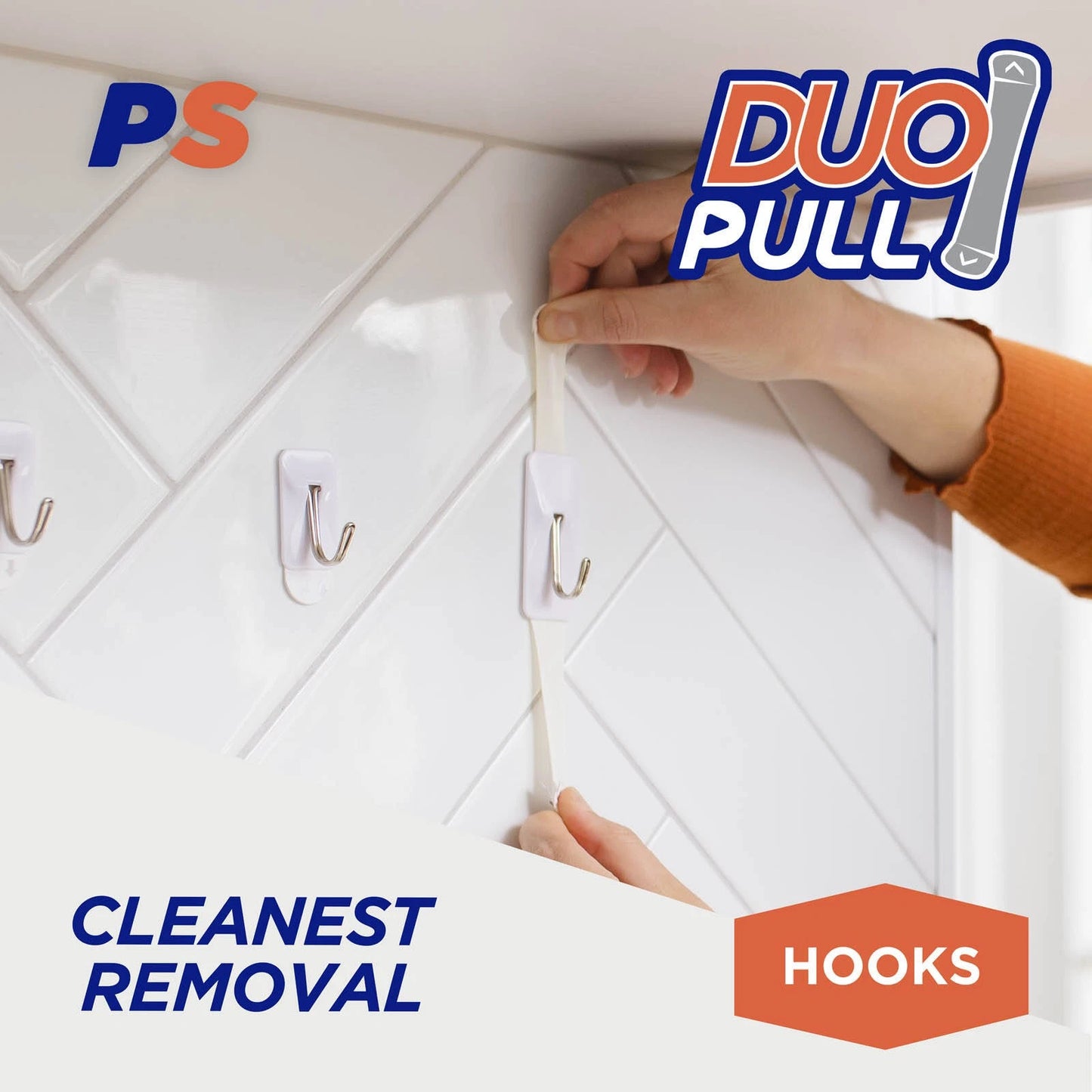 Permastik Medium White Kitchen Hooks 4 Pack - Strong Hold, No Tools Needed, Clean Removal