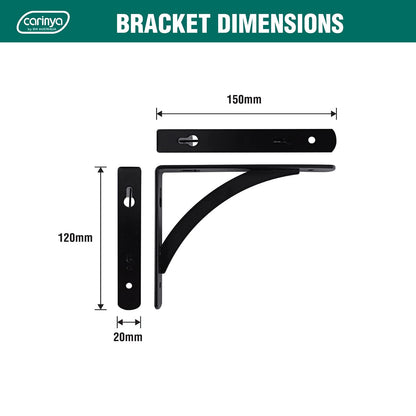 Carinya Black Arch Stayed Bracket 150x120mm, Powder-Coated Steel, Indoor/Outdoor Use