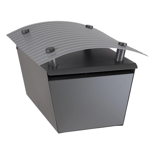 Sandleford Grey & Silver Magnum Post Mount Letterbox, Galvanised Steel, Lockable, Newspaper Holder