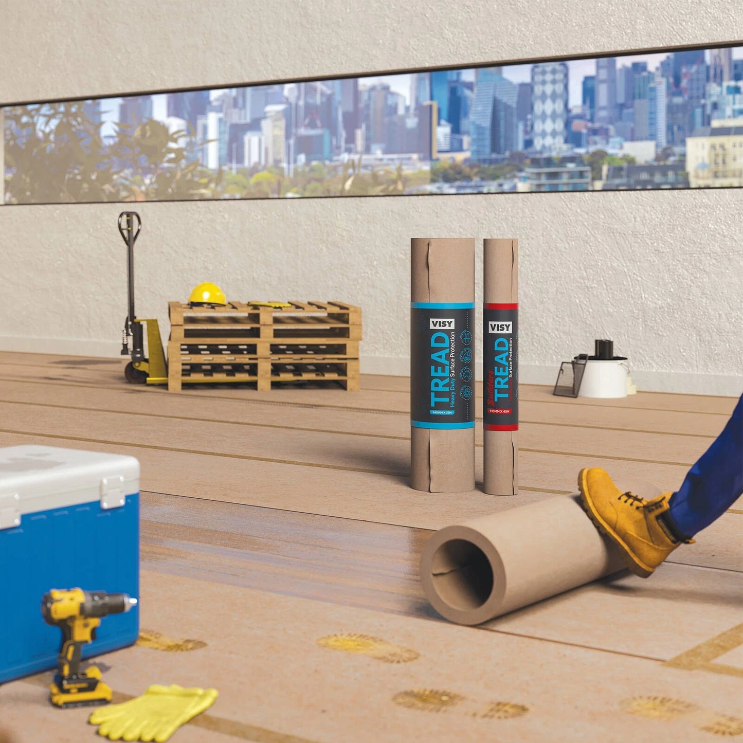 Visy Heavy Duty Surface Protection Roll 940mm x 32m, Reusable, Moisture & Paint Resistant