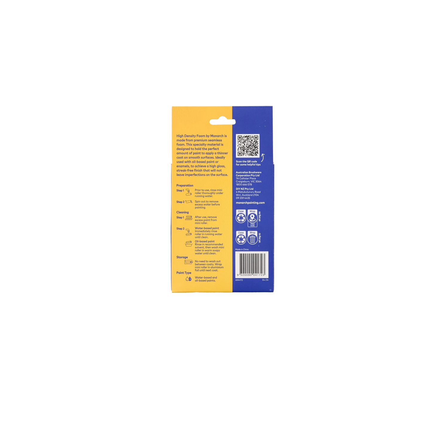 Monarch 160mm High Density Foam Mini Roller 2 Pack - Streak-Free Gloss Finish