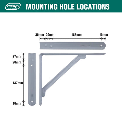 Carinya White Light Stayed Bracket 250x200mm, Powder Coated Steel, Indoor/Outdoor Use