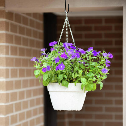Northcote Pottery 25cm White Terrazzo Self-Watering Hanging Basket, Durable & Eco-Friendly