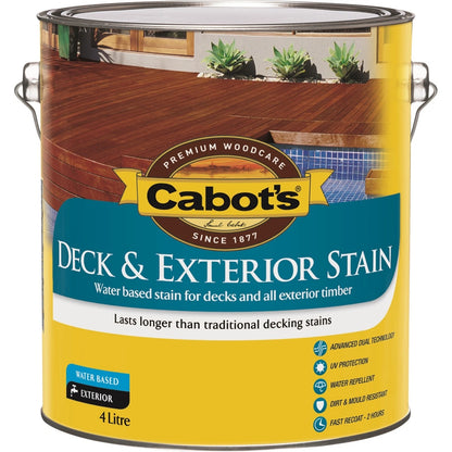 Cabot's 4L Merbau Water-Based Deck Stain - 48 Colors, UV Protection, Durable Finish