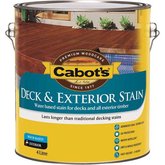 Cabot's 4L Merbau Water-Based Deck Stain - 48 Colors, UV Protection, Durable Finish