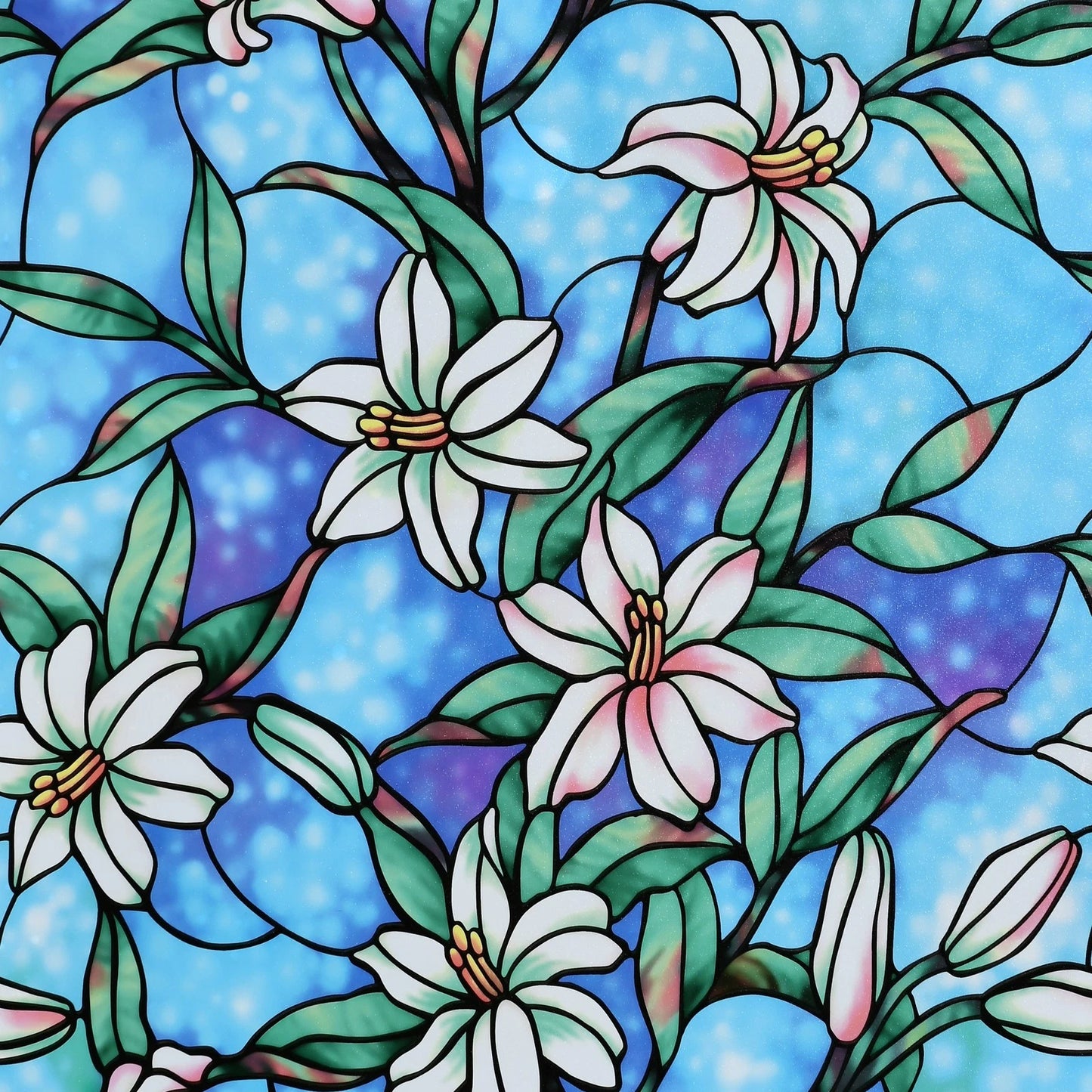 Pillar Stained Glass Static Window Film 0.45 x 2m, Adhesive-Free, Reusable, Privacy Decor