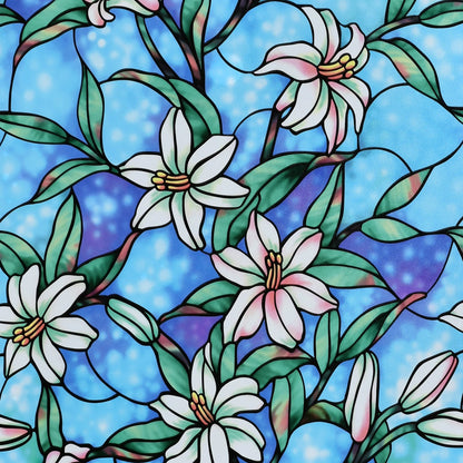 Pillar Stained Glass Static Window Film 0.45 x 2m, Adhesive-Free, Reusable, Privacy Decor