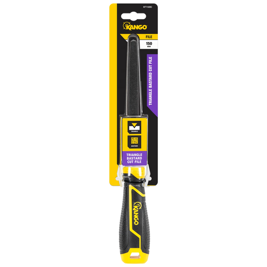 Kango 150mm Triangle Bastard Cut File, Tempered Carbon Steel, Ergonomic Grip, Rust-Resistant