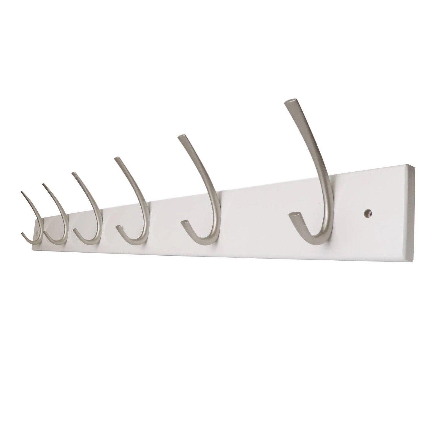 Adoored White MDF Hook Board with 6 Satin Chrome J Hooks