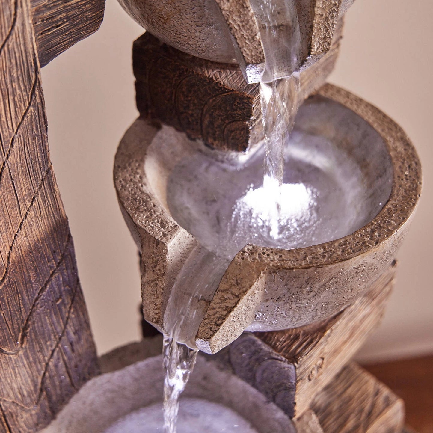 Northcote Pottery Willow Water Feature 32x27x66cm with Timber Design & Lighting