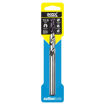 Sutton Tools 12mm INOX Stainless Steel Jobber Drill Bit, M2 HSS, Wear-Resistant Tip