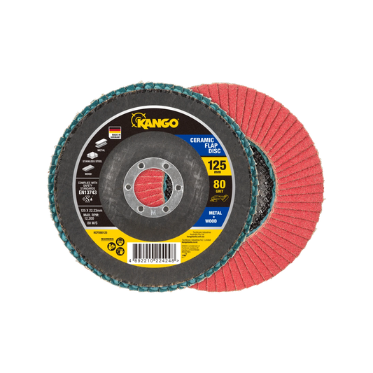 Kango 125mm 80G Ceramic Flap Disc, Self-Sharpening, Angle Grinder Compatible