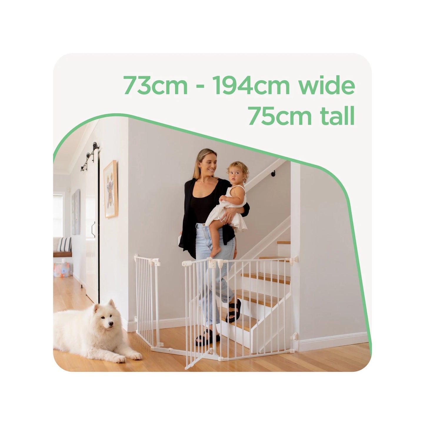 Perma Child Safety Extra Wide Barrier, Adjustable 73-194cm, One-Handed Operation, Two-Way Control