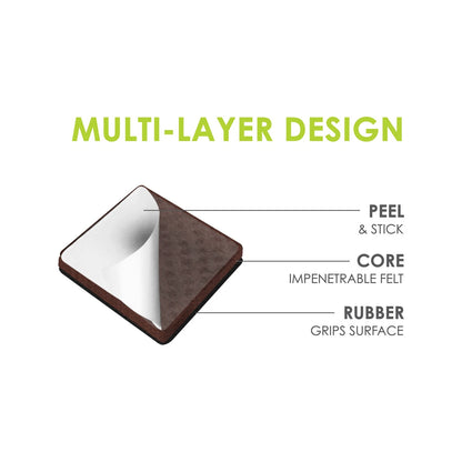 Slipstick 38mm Square Gripper Floor Protection Pads, Non-Slip, 8 Pack, 5-Year Warranty