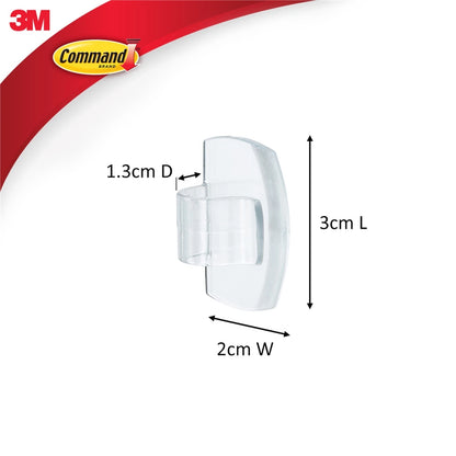 Command™ Clear Adhesive Cord Clips - 4 Pack, Damage-Free, Holds Cords Up to 5mm
