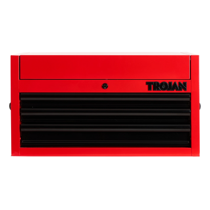 Trojan 26" 3 Drawer Steel Tool Chest with Lock, Ball-Bearing Drawers, Gas Strut Lid