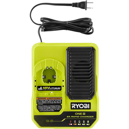 Ryobi 18V ONE+ 8A Rapid Charger with USB Ports, Wall Mountable, Fast Charging