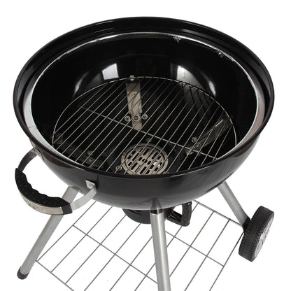 Jumbuck 57cm Black Phoenix Charcoal Kettle BBQ with Porcelain Enamel, Wheels, Thermometer