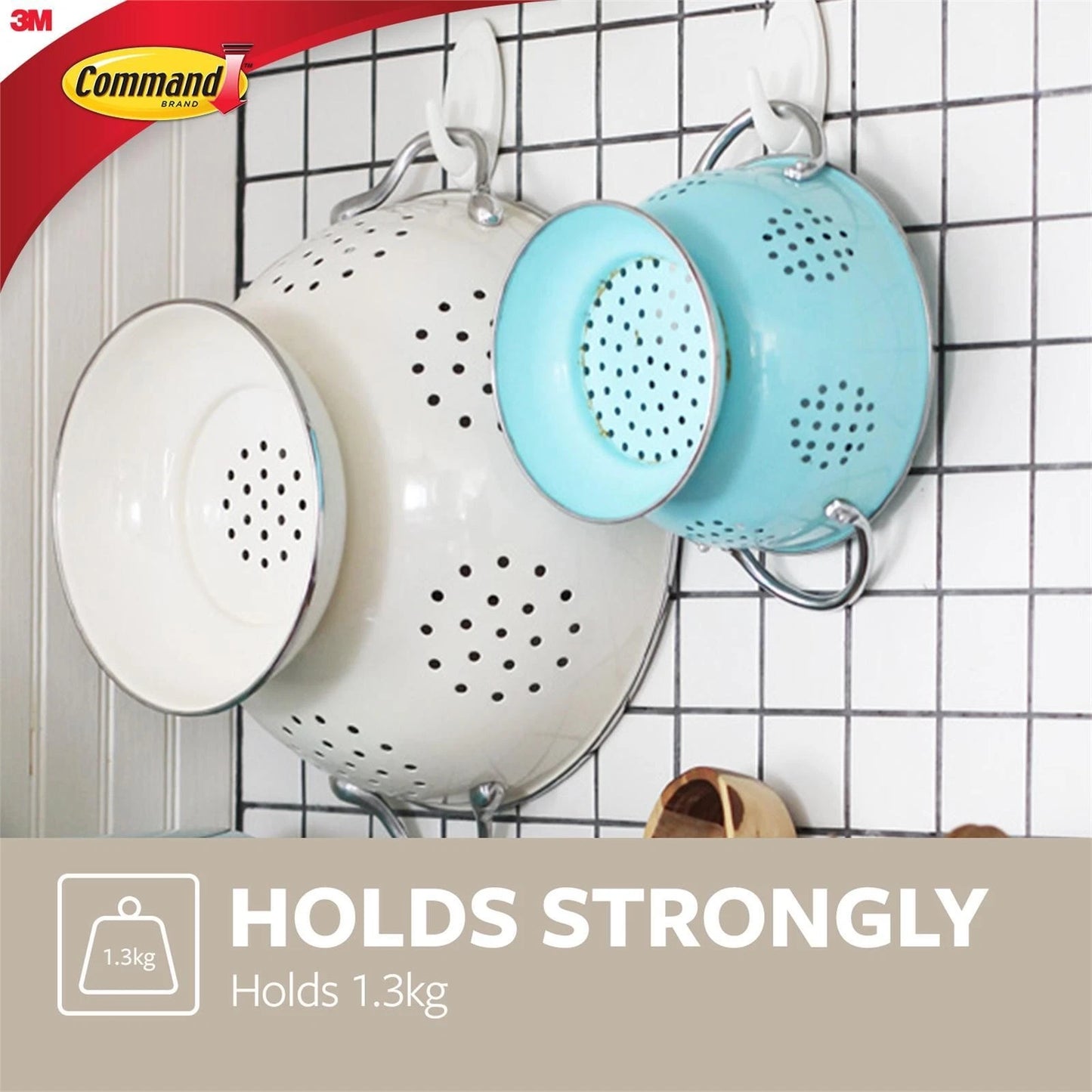 Command™ Medium White Adhesive Door Hooks 3 Pcs - Damage-Free, Strong Hold, Versatile Use