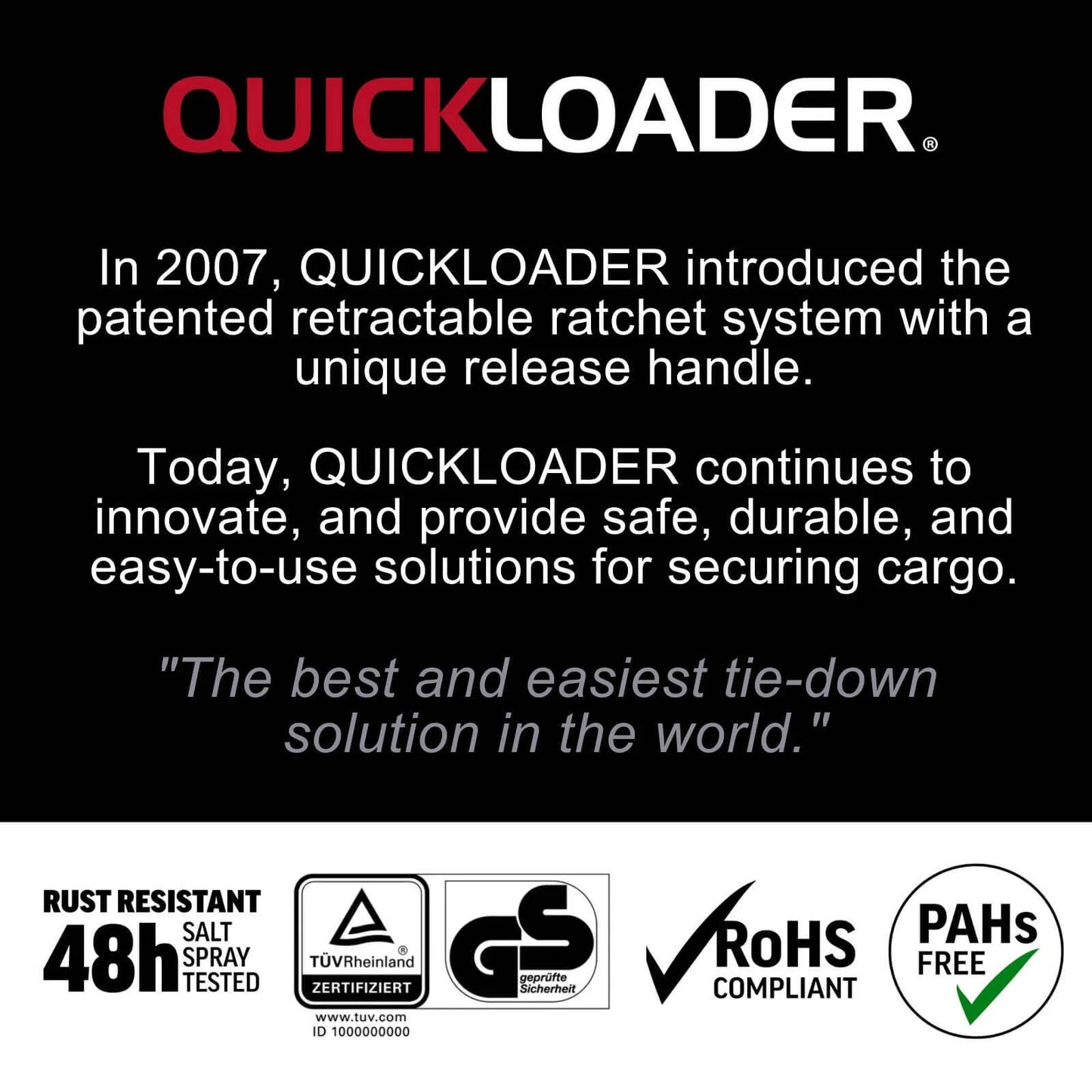 Quickloader Hybrid Ratchet Tie Down Strap 5m 900kg with Magnetic Locking & Steel J-Hooks