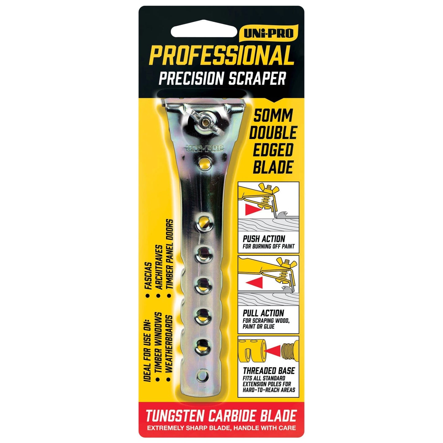 UNi-PRO 50mm Tungsten Carbide Precision Scraper with Reversible Blade