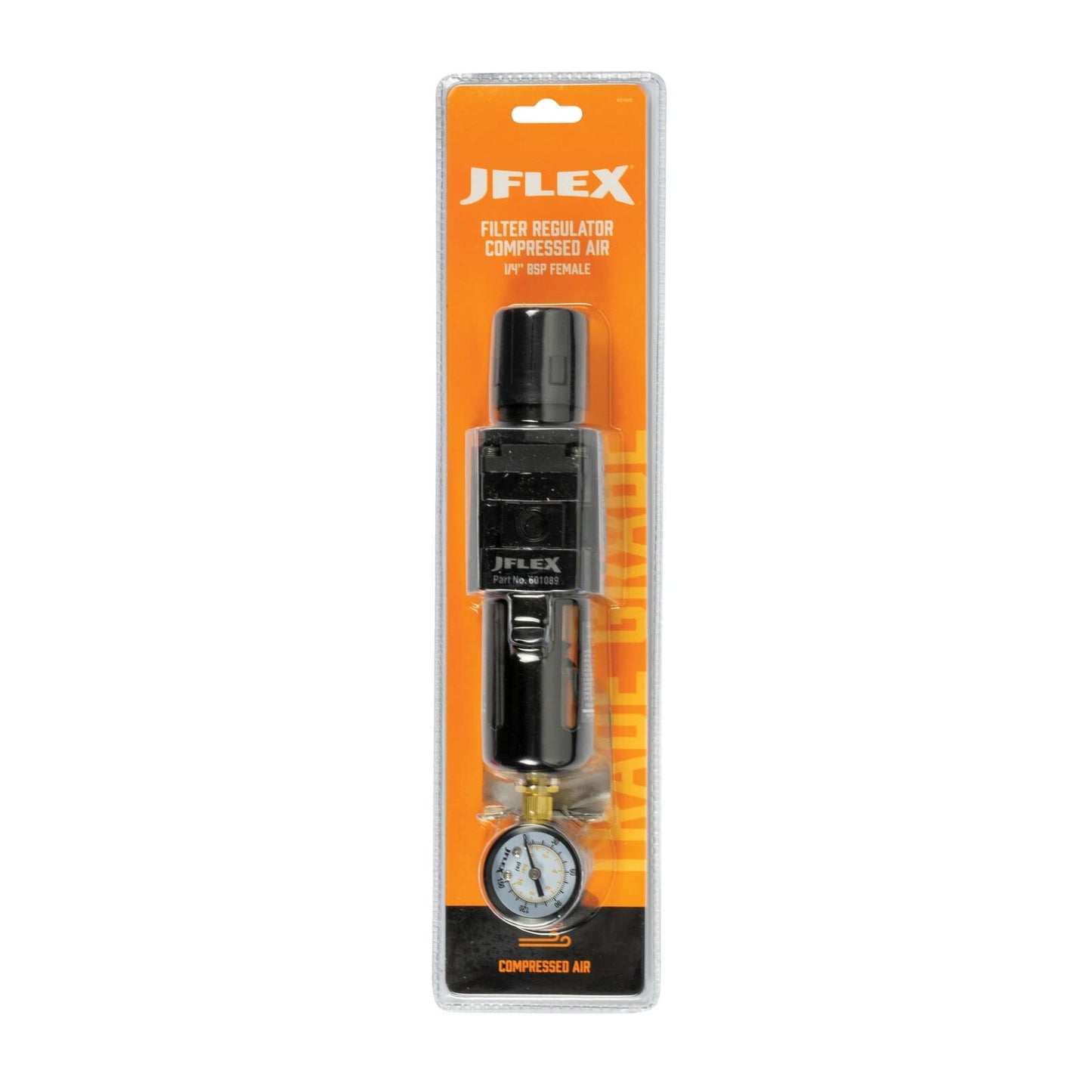 JFLEX 1/4" BSP Female Filter Regulator - Durable, Semi-Automatic Drain, 5-Micron Filtration
