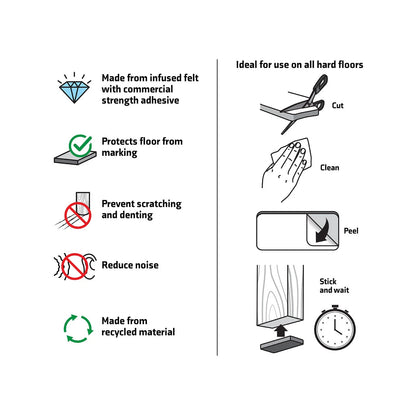 Surface Gard Black Felt Strip 40mm x 1m - Self-Adhesive, Noise Reduction, Surface Protection