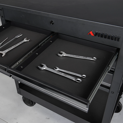 Pinnacle 79cm Black Matte Service Cart with Soft Close Drawers & Heavy Duty Castors