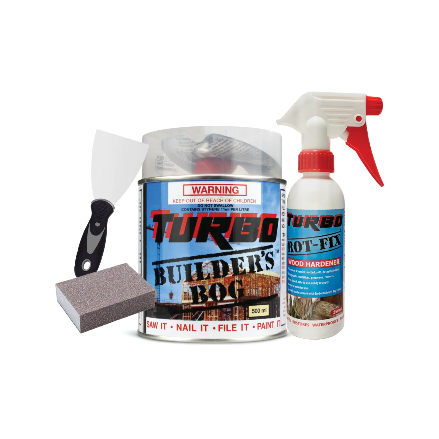 Turbo 500ml Timber Rot Repair Kit - Complete Restoration System for Windows, Doors & Fences